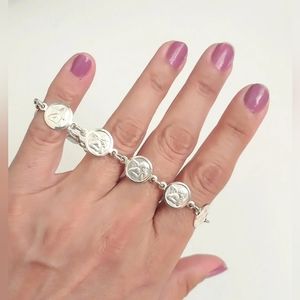 Designer Italy 925 Sterling Silver Cherub Guardian Angel Panel Link Bracelet